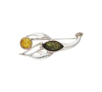 JuwelmaLux Brosche 925/000 Sterling Silber mit Bernstein JL47-01-0073