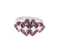 JuwelmaLux Damen Ring 585er Weißgold mit Rubinen und 0,32 ct Brillanten JL30-07-0718