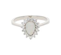JuwelmaLux Damenring 585 (14 Karat)Weißgold Opal, Diamant JL30-07-4455