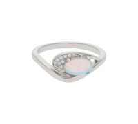 JuwelmaLux Damenring Silber 925 mit synth. Zirkonia & Opal JL30-07-2302