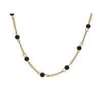JuwelmaLux Edelstahl Halskette mit schwarzem Achat Gold plattiert JL16-05-0740