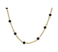 JuwelmaLux Edelstahl Halskette mit schwarzem Achat Gold plattiert JL16-05-0740