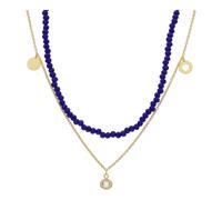 JuwelmaLux Halskette 925/000 Silber Gelbgold plattiert, synth. Steine Blau
