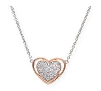 JuwelmaLux Halskette 925/000 Sterling Silber teils roségold plattiert Herz mit Zirkon
