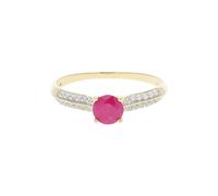 JuwelmaLux Ring 333/000 (8 Karat) Gold echter Rubin & synth Zirkonia JL39-07-0435