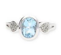 JuwelmaLux Ring 333/000 (8 Karat) Weißgold mit Blautopas JL30-07-0857