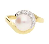 JuwelmaLux Ring 333 Gold mit Zirkonia und Süßwasserperle JL30-07-0947