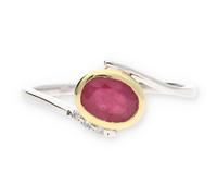 JuwelmaLux Ring 585/000 (14 Karat) Weißgold mit Rubin und Brillant JL30-07-0810