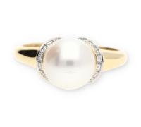JuwelmaLux Ring 585 Gold mit Süßwasser Zuchtperle und Brillanten JL10-07-1886