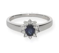 JuwelmaLux Ring 585 Weißgold mit Saphir und Brillanten JL10-07-1937