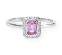 JuwelmaLux Ring 585er 14 Karat Weißgold mit Brillanten und pinken Saphir JL10-07-0760