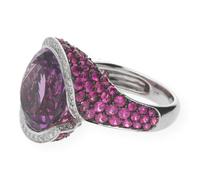 JuwelmaLux Ring 750/000 Weißgold, Unikat, Amethyst, pinken Saphire, Diamanten