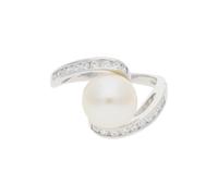 JuwelmaLux Ring Silber 925 mit synth. Zirkonia und Süßwasser Zuchtperle JL10-07-2807