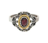JuwelmaLux Trachten Damenring 925 Silber mit Granat vergoldet JL30-07-4363