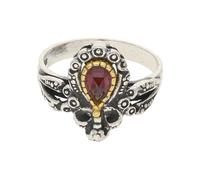 JuwelmaLux Trachten Ring 835/000 Silber, geschwärzt, vergoldet, Granat JL30-07-4877