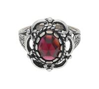 JuwelmaLux Trachten Ring 925/000 Silber, geschwärzt, mit Granat JL30-07-4875
