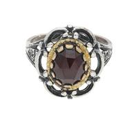 JuwelmaLux Trachten Ring 925/000 Silber, geschwärzt, vergoldet, Granat JL30-07-4878