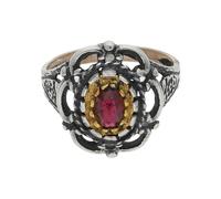 JuwelmaLux Trachten Ring 925/000 Silber, geschwärzt, vergoldet, mit Granat