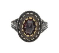 JuwelmaLux Trachten Ring Damen Silber 925 Granat geschwärzt vergoldet JL30-07-4362