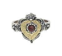 JuwelmaLux Trachten Ring Echt Silber 925 teil vergoldet mit Granat JL17-07-0022
