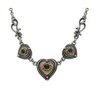 JuwelmaLux Trachtencollier Herz Echt Silber 925, teil vergoldet Granat JL17-05-0025