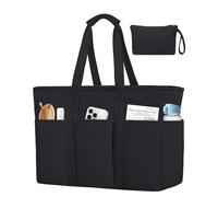 JUYANO Cord Handtasche Damen Große Strandtasche XXL Familie Shopper Tasche mit Reißverschluss, Wasserdicht Vielseitige Tote Bag Saunatasche Badetasche für Pendeln Einkaufen Reisen, Grau-Schwarz