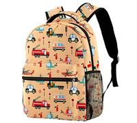 JUZGTSIT Feuerwehr- und Rettungswagen-Rucksack, Schultaschen für Jungen und Mädchen, leichte Büchertaschen, lässiger Tagesrucksack, Mehrfarbig 11, One size