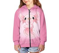 JUZGTSIT Lässige Sportjacke mit Reißverschluss für Jungen und Mädchen, Kapuzen-Sweatshirt mit Tasche, Farbe: Gänseblümchen, Teenager, Reißverschluss, Hoodies, Axolotl Girl, S