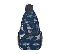 JUZGTSIT Mehrzweck-Umhängetasche mit Haifischmotiv, Schultertasche, Brusttasche für Damen und Herren, Reisen, Wandern, Tagesrucksack, Hai-2 Tagesrucksäcke