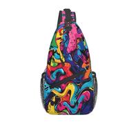 JUZGTSIT Unisex Graffiti Art 2 Sling Rucksack, Umhängetasche, Brusttasche, Tagesrucksack, Taschen für Damen und Herren