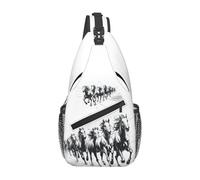 JUZGTSIT Unisex Horse 2 Sling Rucksack, Umhängetasche, Brusttasche, Tagesrucksack, Taschen für Männer und Frauen