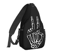 JUZGTSIT Unisex Skelett-Rucksack mit Peace-Schlingen, Umhängetasche, Brusttasche, Tagesrucksack, für Damen und Herren