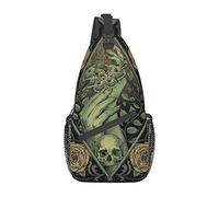 JUZGTSIT Unisex Skull-2 Sling Rucksack, Umhängetasche, Brusttasche, Tagesrucksack, Taschen für Damen und Herren