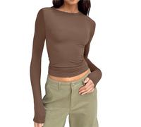 JUZILO Mädchen Klamotten Longsleeve Damen Eng Schwarzes Oberteil Damen Damen Langarmshirt Pullover Teenager Mädchen Longsleeve Damen Eng Teenager Klamotten Basic Langarmshirt