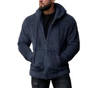 JUZILO Qvc Online Einkaufen Heute Spezial Teddy Fleece Jacke Teddy Fleece Jacke Herren Lässig Zip Einfarbig Cardigan Kapuzenjacke Winter Flauschig Übergangsjacke Männer Kuschelig Flauschjacke