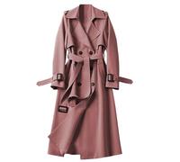 JUZILO Sofortiger Kauf Damen Trenchcoat Frühling Zweireiher Langer Mantel Jacke Wasserdicht und Winddicht Leichter Wintermantel Elegant Revers Slim Fit Übergangsjacke mit Gürtel