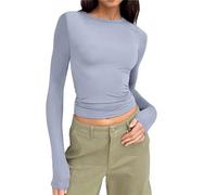 JUZILO Teenager Kleidung Mädchen Cute Clothes Clean Girl Stuff Aesthetic Basic Langarmshirt Damen Set Oberteil Damen Schwarz Clean Girl Stuff Longsleeve Damen Eng Sachen Für Teenager Mädchen