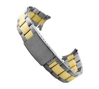 JVEIWAD 13 mm 17 19 20 Edelstahl-Ersatzarmband for Oyster-Uhren, kompatibel mit Rolex-Uhrenarmband, Damen-Uhrenarmbänder, Herren(Silver gold,19mm)