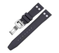 JVEIWAD 20 mm 21 22 Naturweiches Fluorkautschuk-FKM-Gummiarmband, kompatibel mit IWC-Armband Big Pilot, Portofino, TOP, Uhrenarmband Niete(A-Black-silver,20mm)