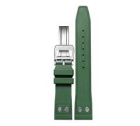 JVEIWAD 20 mm 21 22 Naturweiches Fluorkautschuk-FKM-Kautschukarmband, kompatibel mit IWC-Armband Big Pilot Portofino TOP-Uhrenarmband Niete(Green-silver2,21mm)