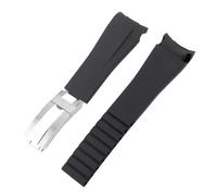 JVEIWAD 20 mm 21 Gummiuhr, kompatibel mit Rolex, Schwarz, Grün, Blau, Water Ghost Ditongna GMT, Gummi, B, wasserdichte Silikon-Uhrenkette(Black Silver,21mm)