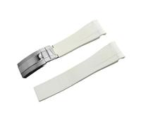 JVEIWAD 20 mm 21 Gummiuhr, kompatibel mit Rolex, Schwarz, Grün, Blau, Water Ghost Ditongna GMT, Gummi, B, wasserdichte Silikon-Uhrenkette(White Silver,21mm)