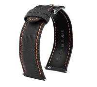 JVEIWAD 20 mm 21 mm 22 mm 23 mm 24 mm Nylon-Leder-Armband, kompatibel mit Tag Heuer Citizen No.5 WATCH Herren Damen Canvas Stoff Uhrenarmband(Orange line-S pin,22mm)