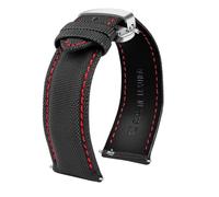 JVEIWAD 20 mm 21 mm 22 mm 23 mm 24 mm Nylon-Leder-Armband, kompatibel mit Tag Heuer Citizen No.5 WATCH Herren Damen Canvas Stoff Uhrenarmband(Red line-silver,21mm)