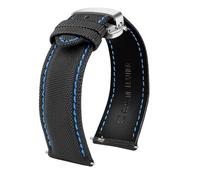 JVEIWAD 20 mm 21 mm 22 mm 23 mm 24 mm Nylon-Leder-Armband, kompatibel mit Tag Heuer Citizen No.5 WATCH Herren Damen Canvas Stoff Uhrenarmband(Blue line-silver,22mm)