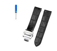 JVEIWAD 20 mm 23 Lederarmband, kompatibel mit Cartier Santos-Armband, Santos 100-Armbändern Faltschließe for Herren und Damen(Black Silver Buckle,20mm)