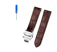 JVEIWAD 20 mm 23 Lederarmband, kompatibel mit Cartier Santos-Armband, Santos 100-Armbändern Faltschließe for Herren und Damen(Brown Silver Buckle,23mm)
