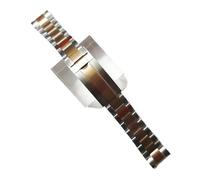 JVEIWAD 20 mm breite Uhrenarmbänder aus massivem Edelstahl mit Feinabstimmungsschnalle, kompatibel NH35-Uhrengehäuse, poliertes, gebürstetes Oyster-Armband(03)