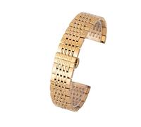 JVEIWAD 20 mm Edelstahl-Uhrenarmband, Universal-Uhrenarmband, Zubehör, Metall-Schmetterlingsverschluss, neun Perlen, massives Stahlband for Herren und Damen(Gold,18mm)