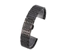 JVEIWAD 20 mm Edelstahl-Uhrenarmband, Universal-Uhrenarmband, Zubehör, Metall-Schmetterlingsverschluss, neun Perlen, massives Stahlband for Herren und Damen(Black,18mm)